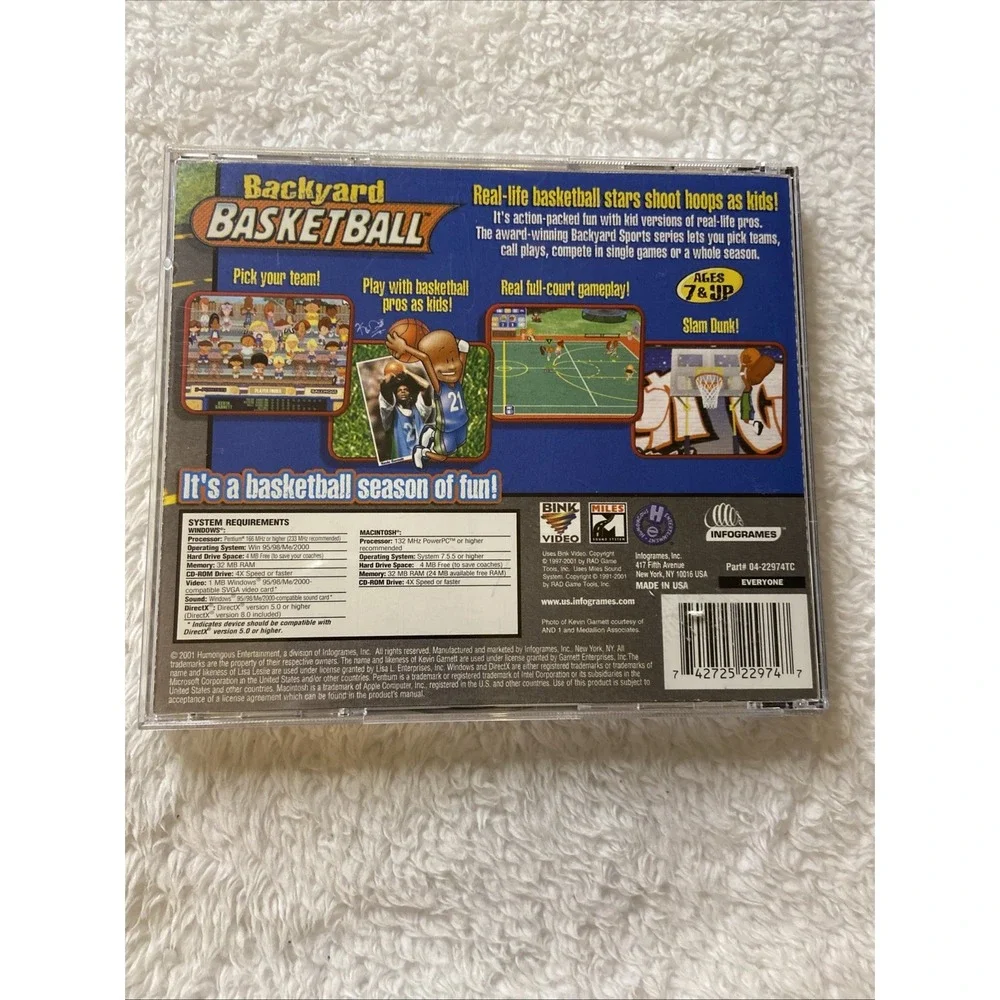 Backyard Basketball PC CD ROM Game Win Mac Infogames 2001 Vtg USA